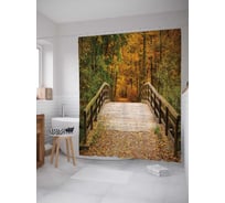 Штора (занавеска) для ванной JoyArty "Холмистый мост" из сатена, 180х200 см с крючками, sc_6510