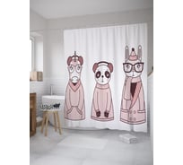 Штора (занавеска) для ванной JoyArty "Единорог, панда, заяц" из сатена, 180х200 см с крючками, sc_60459