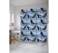 Штора (занавеска) для ванной JoyArty "Игривые рыбы" из сатена, 180х200 см с крючками, sc_55201