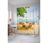 Штора (занавеска) для ванной JoyArty "Пустующий пляж" из сатена, 180х200 см с крючками, sc_9359