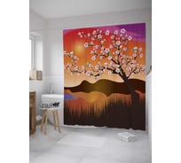 Штора (занавеска) для ванной JoyArty "Пустыня расцветает" из сатена, 180х200 см с крючками, sc_8039