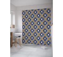 Штора (занавеска) для ванной JoyArty "Этническая парча" из сатена, 180х200 см с крючками, sc_59236