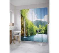 Штора (занавеска) для ванной JoyArty "Скопление водопадов" из сатена, 180х200 см с крючками, sc_8297