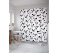 Штора (занавеска) для ванной JoyArty "Крылатые пернатые" из сатена, 180х200 см с крючками, sc_52508