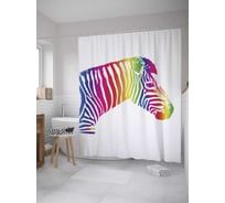 Штора (занавеска) для ванной JoyArty "Зебра фантазий" из сатена, 180х200 см с крючками, sc_8905
