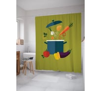 Штора (занавеска) для ванной JoyArty "Овощи для супа" из сатена, 180х200 см с крючками, sc_62422