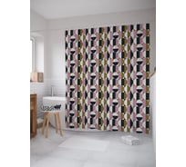 Штора (занавеска) для ванной JoyArty "Орнамент полукругов" из сатена, 180х200 см с крючками, sc_64382