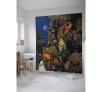 Штора (занавеска) для ванной JoyArty "Коралловый лабиринт" из сатена, 180х200 см с крючками, sc_9245
