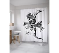 Штора (занавеска) для ванной JoyArty "Полет лебедя" из сатена, 180х200 см с крючками, sc_59491