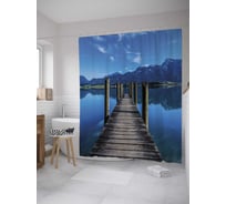 Штора (занавеска) для ванной JoyArty "Мостик горной реки" из сатена, 180х200 см с крючками, sc_9155