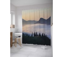 Штора (занавеска) для ванной JoyArty "Озерный туман" из сатена, 180х200 см с крючками, sc_8687