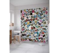 Штора (занавеска) для ванной JoyArty "Коллекция фотографий" из сатена, 180х200 см с крючками, sc_7491