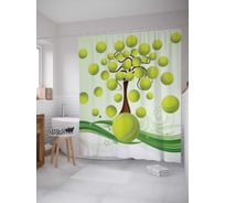 Штора (занавеска) для ванной JoyArty "Теннисное дерево" из сатена, 180х200 см с крючками, sc_7626