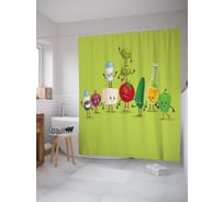 Штора (занавеска) для ванной JoyArty "Овощи и специи" из сатена, 180х200 см с крючками, sc_62423