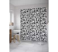 Штора (занавеска) для ванной JoyArty "Орнаментальный луг" из сатена, 180х200 см с крючками, sc_52504