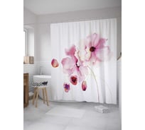 Штора (занавеска) для ванной JoyArty "Цветы скромности" из сатена, 180х200 см с крючками, sc_9140