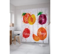 Штора (занавеска) для ванной JoyArty "Цветные фрукты" из сатена, 180х200 см с крючками, sc_62294