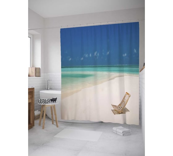 Штора (занавеска) для ванной JoyArty "Забытый лежак" из сатена, 180х200 см с крючками, sc_9364