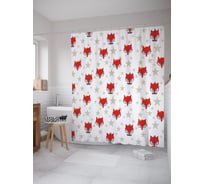 Штора (занавеска) для ванной JoyArty "Лисы-джентльмены" из сатена, 180х200 см с крючками, sc_62466
