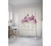 Штора (занавеска) для ванной JoyArty "Цветочное спасибо" из сатена, 180х200 см с крючками, sc_9023