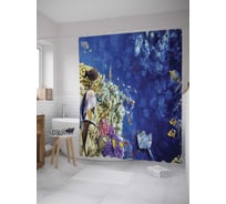 Штора (занавеска) для ванной JoyArty "Коралловое путешествие" из сатена, 180х200 см с крючками, sc_9230