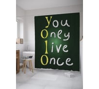 Штора (занавеска) для ванной JoyArty "Цитата про жизнь" из сатена, 180х200 см с крючками, sc_62203