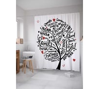 Штора (занавеска) для ванной JoyArty "Семейное дерево" из сатена, 180х200 см с крючками, sc_6938