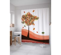 Штора (занавеска) для ванной JoyArty "Осенняя забывчивость" из сатена, 180х200 см с крючками, sc_7115