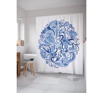 Штора (занавеска) для ванной JoyArty "Флористический круг" из сатена, 180х200 см с крючками, sc_63109