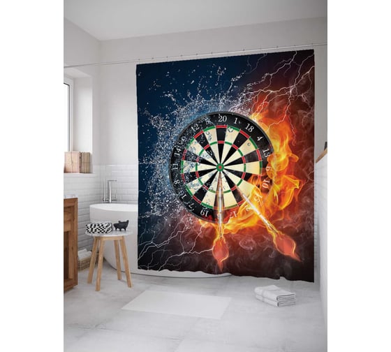 Штора (занавеска) для ванной JoyArty "Стихийный дартс" из сатена, 180х200 см с крючками, sc_7627 1