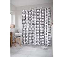 Штора (занавеска) для ванной JoyArty "Геометрический этнос" из сатена, 180х200 см с крючками, sc_57654