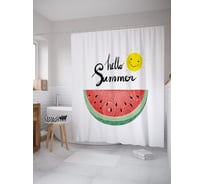 Штора (занавеска) для ванной JoyArty "Арбузное лето" из сатена, 180х200 см с крючками, sc_53755