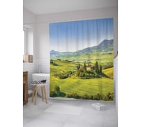 Штора (занавеска) для ванной JoyArty "Солнечные холмы" из сатена, 180х200 см с крючками, sc_9217