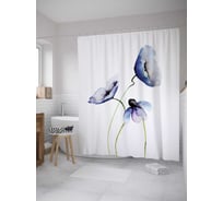 Штора (занавеска) для ванной JoyArty "Цветочные обнимашки" из сатена, 180х200 см с крючками, sc_9122