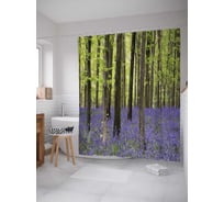 Штора (занавеска) для ванной JoyArty "Лесные цветы" из сатена, 180х200 см с крючками, sc_6477