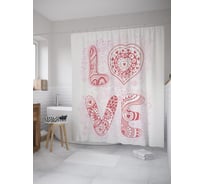 Штора (занавеска) для ванной JoyArty "Любовь дудл" из сатена, 180х200 см с крючками, sc_61100