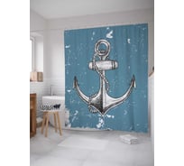 Штора (занавеска) для ванной JoyArty "Потёртый якорь" из сатена, 180х200 см с крючками, sc_7596