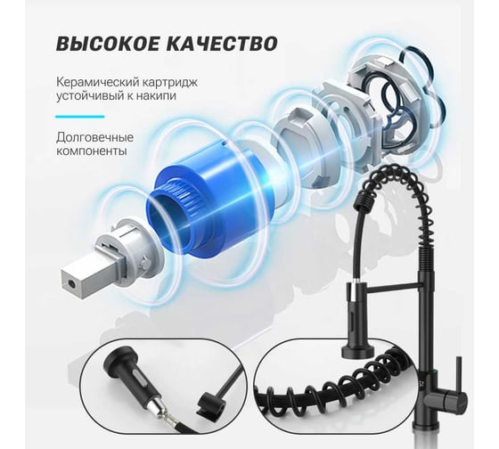 Смеситель Homium Power 6 Black индикатор температуры FaucPB6