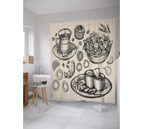 Штора (занавеска) для ванной JoyArty "Вкусняшки для чая" из сатена, 180х200 см с крючками, sc_58567