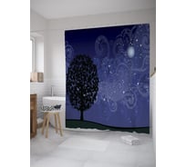 Штора (занавеска) для ванной JoyArty "Звезды и планеты на небе" из сатена, 180х200 см с крючками, sc_61976