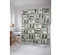 Штора (занавеска) для ванной JoyArty "Стодолларовые банкноты" из сатена, 180х200 см с крючками, sc_54393