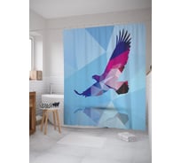 Штора (занавеска) для ванной JoyArty "Полигональный орел" из сатена, 180х200 см с крючками, sc_63496