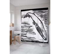 Штора (занавеска) для ванной JoyArty "Глазастый кит" из сатена, 180х200 см с крючками, sc_64079