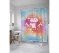 Штора (занавеска) для ванной JoyArty "Большое спасибо" из сатена, 180х200 см с крючками, sc_9025