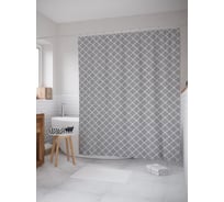Штора (занавеска) для ванной JoyArty "Ажурный ромб" из сатена, 180х200 см с крючками, sc_54550