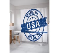 Штора (занавеска) для ванной JoyArty "Произведено в Америке" из сатена, 180х200 см с крючками, sc_62517