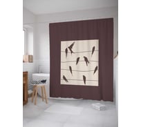 Штора (занавеска) для ванной JoyArty "Птицы на проводах" из сатена, 180х200 см sc_378454