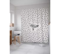 Штора (занавеска) для ванной JoyArty "Птичка счастья" из сатена, 180х200 см с крючками, sc_71691