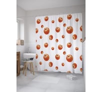 Штора (занавеска) для ванной JoyArty "Яблоки наливные" из сатена, 180х200 см с крючками, sc_52722