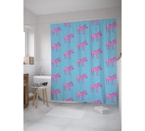 Штора (занавеска) для ванной JoyArty "Зебра моно" из сатена, 180х200 см с крючками, sc_61656